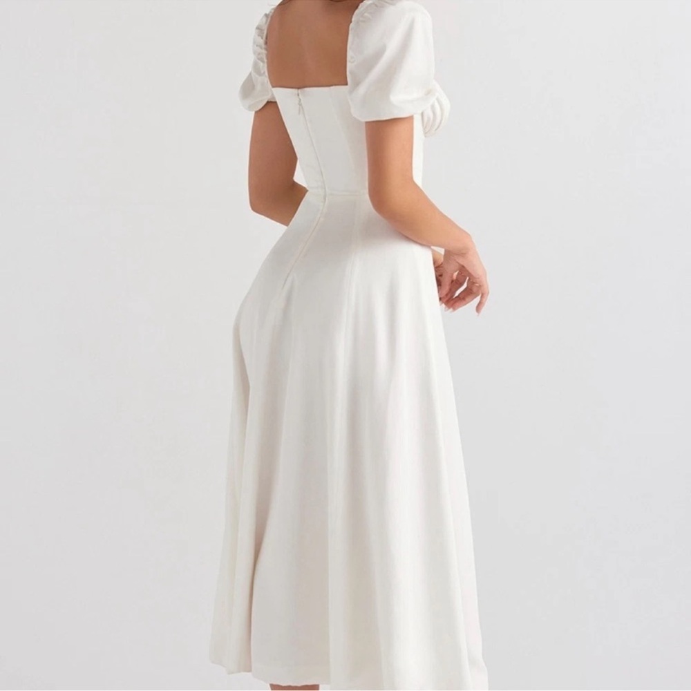 Elegant White Puff Sleeve Dress house of cb xs  tallulah white midi - Picture 2 of 6